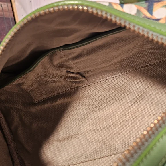 Tory Burch Riviera Green Wicker Print Leaf Patterned Women's Satchel Bag - Picture 14 of 16